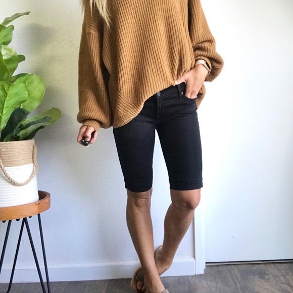 7 For All Mankind Pants - 7 For All Mankind | Black Jean Bermuda Shorts